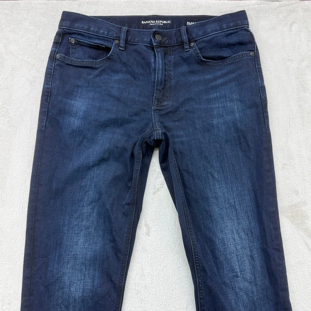 Banana Republic Traveler Jeans Mens 32x34 Dark Wash Slim Luxe Stretch Preppy